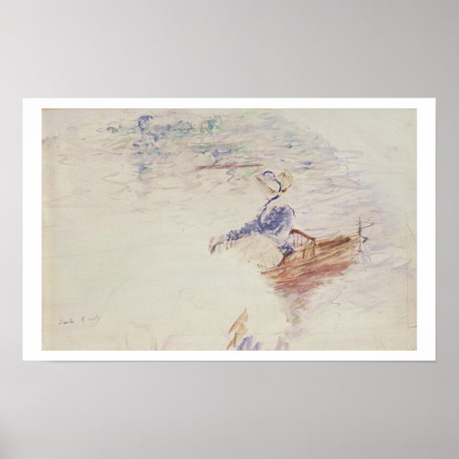Sketch of a Young Woman in a Boat, 1886 (w/c på ca Poster (Framsidan)