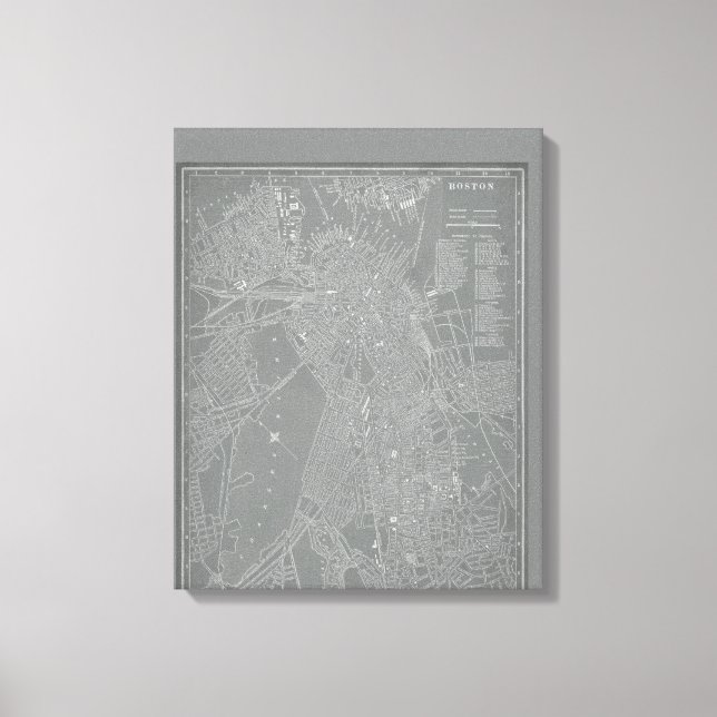 Sketch of Boston City Karta Canvastryck (Framsida)