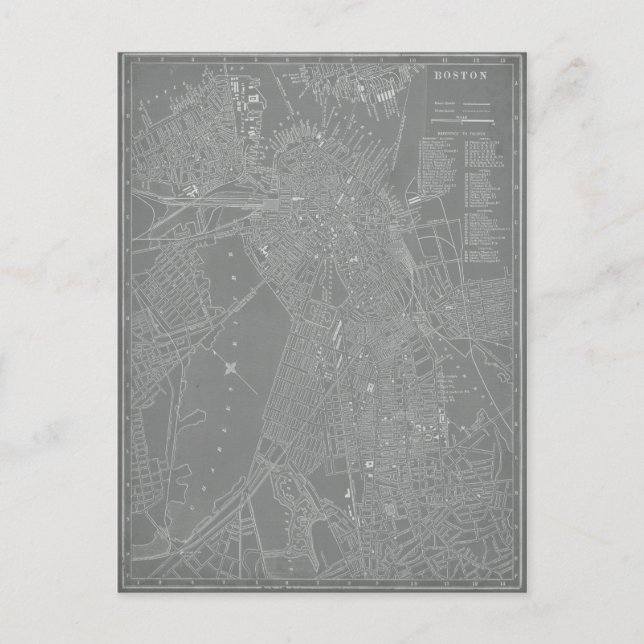 Sketch of Boston City Karta Vykort (Framsida)