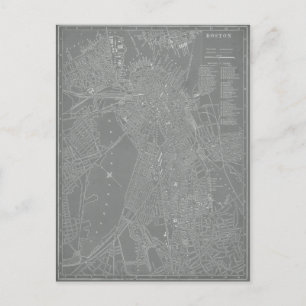 Sketch of Boston City Karta Vykort
