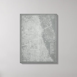 Sketch of Chicago City Karta Canvastryck