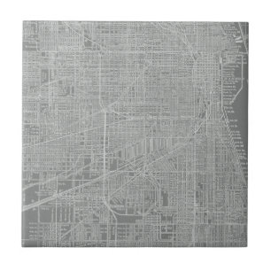 Sketch of Chicago City Karta Kakelplatta