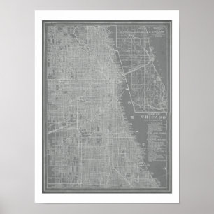 Sketch of Chicago City Karta Poster