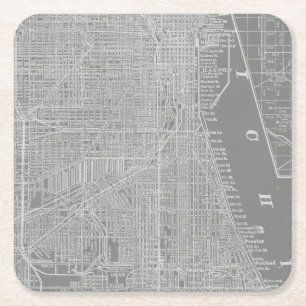 Sketch of Chicago City Karta Underlägg Papper Kvadrat