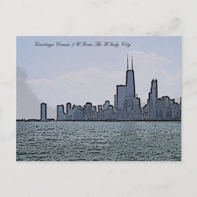 Sketch of Gorgous Chicago Skyline Vykort (Framsida)