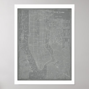 Sketch of New York City Karta Poster