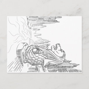 Sketch of Singapore Tourism Landmark - Merlion Vykort