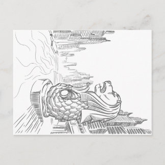 Sketch of Singapore Tourism Landmark - Merlion Vykort