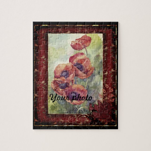 Sketch pencil hand plockade rödvallmoblommor beaut pussel (Vertikal)