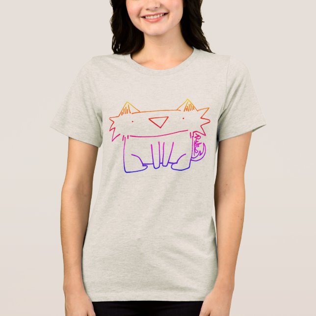 Sketch Rainbow Cat T-shirt (Framsida)