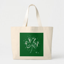 Sketch Shamrock – Hand-Drawn Irish Clover Design Jumbo Tygkasse