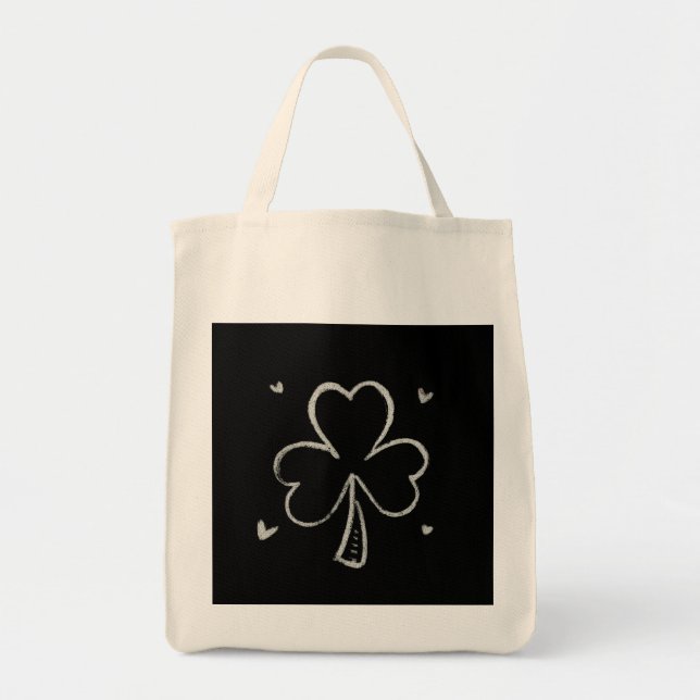 Sketch Shamrock – Hand-Drawn Irish Clover Design Tygkasse (Framsidan)