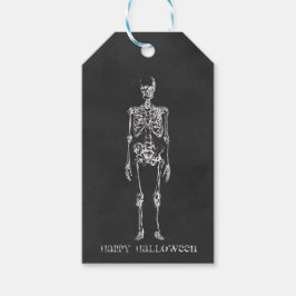 Sketch Skeleton Happy halloween Presentetikett