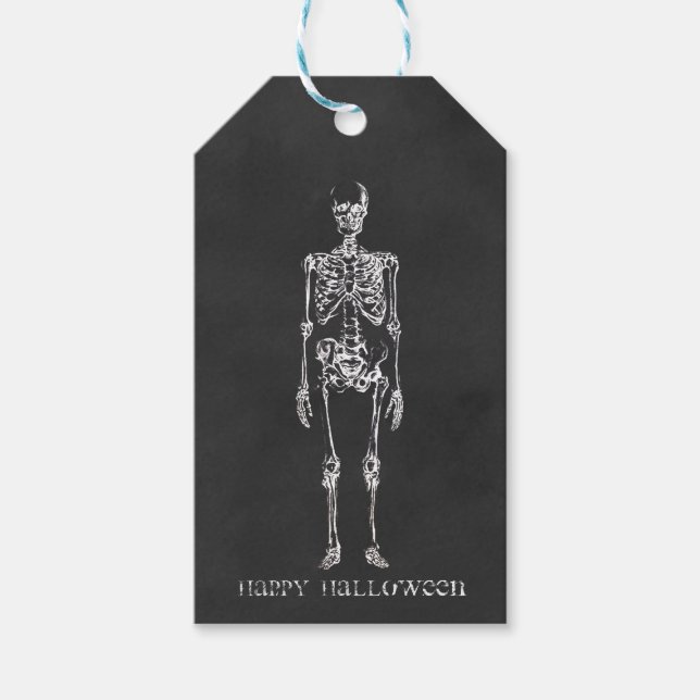 Sketch Skeleton Happy halloween Presentetikett (Framsidan)