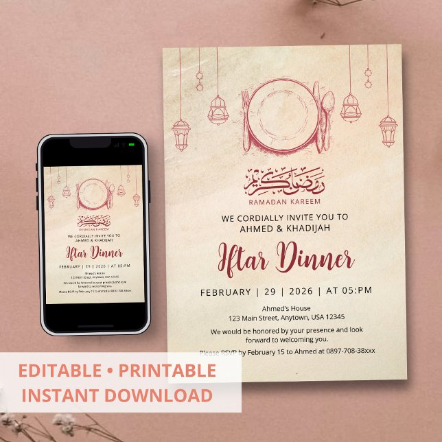 Sketch Style Ramadan Iftar Dinner Invitation Inbjudningar (Skapare uppladdad)
