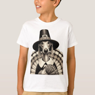 Sketch Thanksgiving greyhound firande T Shirt