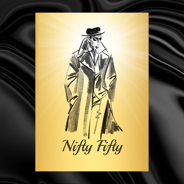 Sketch Vintage Manar Guld Black Funny 50 Inbjudningar (Skapare uppladdad)