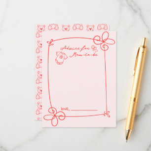 Sketchad cute Vågigt Bow Ram Baby Shower Adapter Tilläggskort