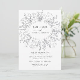 Sketchad Modern Blommigt Wandebröllop-inbjudan