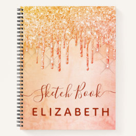 Sketchbook coral ro guld rosa glitter droppglam