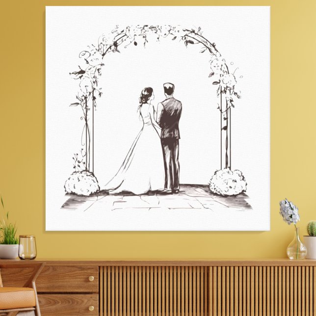 Sketchbook Romantik Finlinekonst Bröllopsplatserin Canvastryck (Insitu (Vardagsrum))