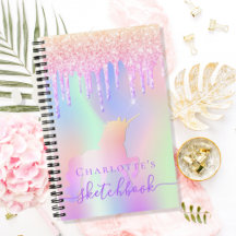 Sketchbook unicorn glitter rosa namn