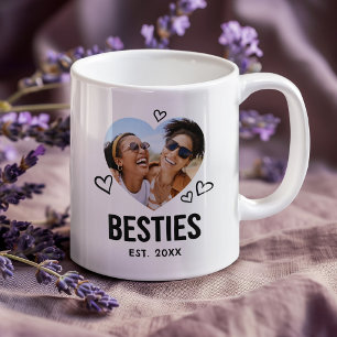 Sketched Besties Heart Photo Kaffemugg