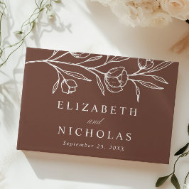 Sketched Brown Blommigt Photo Bröllop Gästböcker