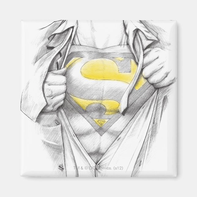 Sketched Chest Superman Logotyp Magnet (Framsidan)