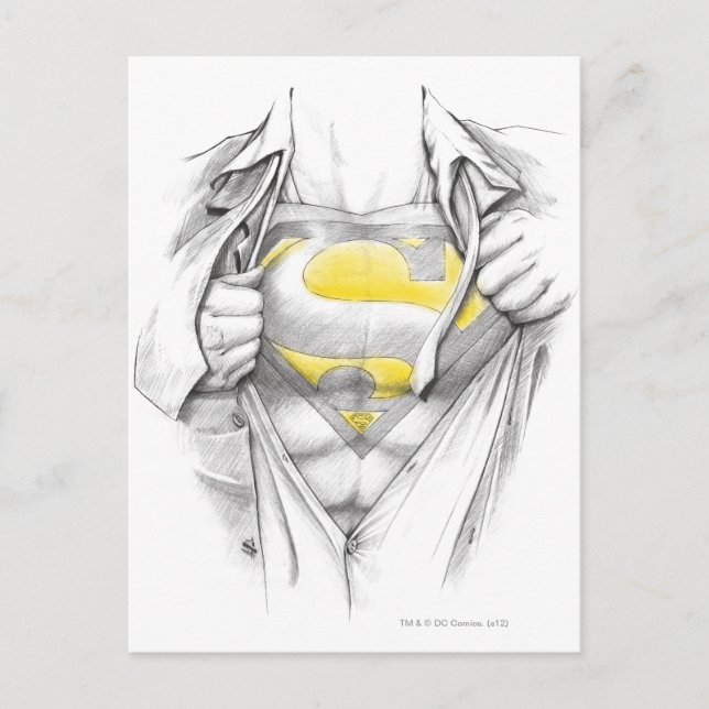Sketched Chest Superman Logotyp Vykort (Framsida)