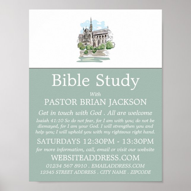Sketched Church, Christian Bible Class Advert Poster (Framsidan)