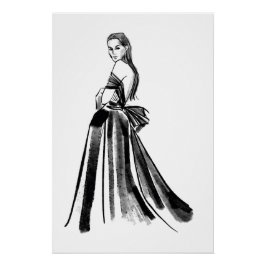 Sketched Couture mode Model Perfect Poster