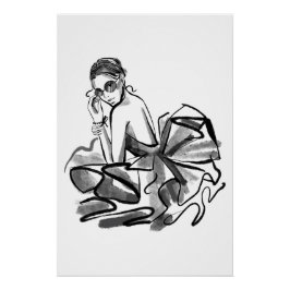 Sketched Couture Mode Model Perfect Poster