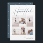 Sketched Cursive 6 Photo Collage Hanukkah Julkort<br><div class="desc">glädje med dessa moderna Hanukkah-helgdagskort som innehåller 6 av dina favoritfoton i en rutnätslayout. "Lycklig Hanukkah" visas överst i klassisk serif och avslappnad handskisserade kursiva skript. Anpassa med din familj namn och året i nedre högerna.</div>