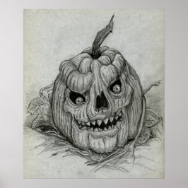 Sketched Evil Pumpkin Poster