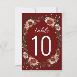 Sketched Flowers Boho Mörk Red Maroon Bordsnummer