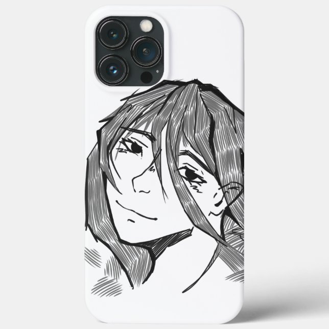 Sketched girl iPhone pro 13 Max  hoesje (Baksida)