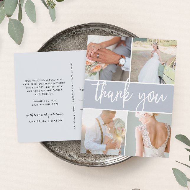 Sketched Grey | Wedding Photo Thank You Vykort (Skapare uppladdad)