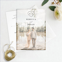 Sketched Heart Calligraphy Romantic Photo Bröllop Inbjudningar