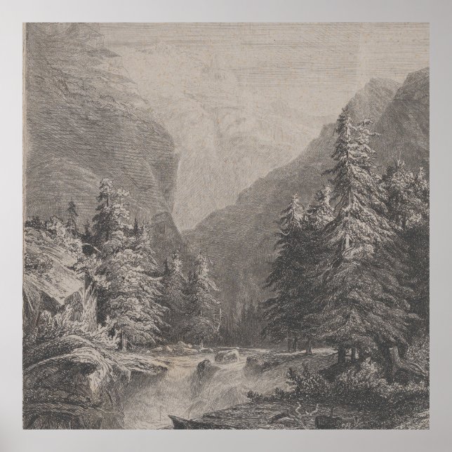 Sketched liggande - Alexandre Calame Poster (Framsidan)