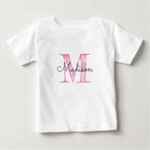 Sketched Namn Monogram Flicka T Shirt