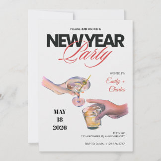 Sketched New Years Eve Party Invitation Inbjudningar