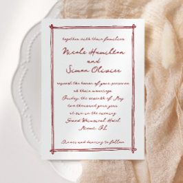 Sketched ram Whimsical Hand plockade Bröllop Inbjudningar