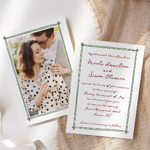 Sketched ram Whimsical Hand plockade Photo Bröllop Inbjudningar