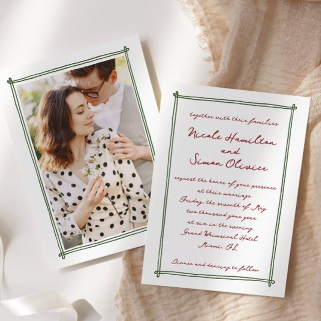 Sketched ram Whimsical Hand plockade Photo Bröllop Inbjudningar (Skapare uppladdad)