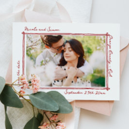 Sketched ram Whimsical Hand plockade Photo Bröllop Spara Datumet