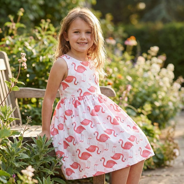 Sketched Scribged Tropical Rosa Flamingos Mönster Tyg (Skapare uppladdad)