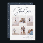 Sketched Shalom 6 Photo Collage Hanukkah Julkort<br><div class="desc">glädje med dessa moderna Hanukkah-helgdagskort som innehåller 6 av dina favoritfoton i en rutnätslayout. "Shalom" visas överst i avslappnadens skissade kursiva skript. Anpassa med din Julhälsningar,  familj namn och året i nedre högerna.</div>