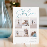 Sketched Shalom 6 Photo Collage Hanukkah Julkort<br><div class="desc">glädje med dessa moderna Hanukkah-helgdagskort som innehåller 6 av dina favoritfoton i en rutnätslayout. "Shalom" visas överst i avslappnadens skissade kursiva skript. Anpassa med din Julhälsningar,  familj namn och året i nedre högerna.</div>