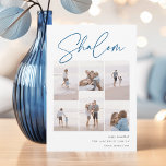 Sketched Shalom 6 Photo Collage Hanukkah Julkort<br><div class="desc">glädje med dessa moderna Hanukkah-helgdagskort som innehåller 6 av dina favoritfoton i en rutnätslayout. "Shalom" visas överst i avslappnadens skissade kursiva skript. Anpassa med din Julhälsningar,  familj namn och året i nedre högerna.</div>